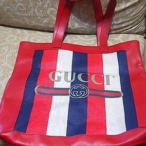 GUCCI Sylvie Stripe Logo Tote
